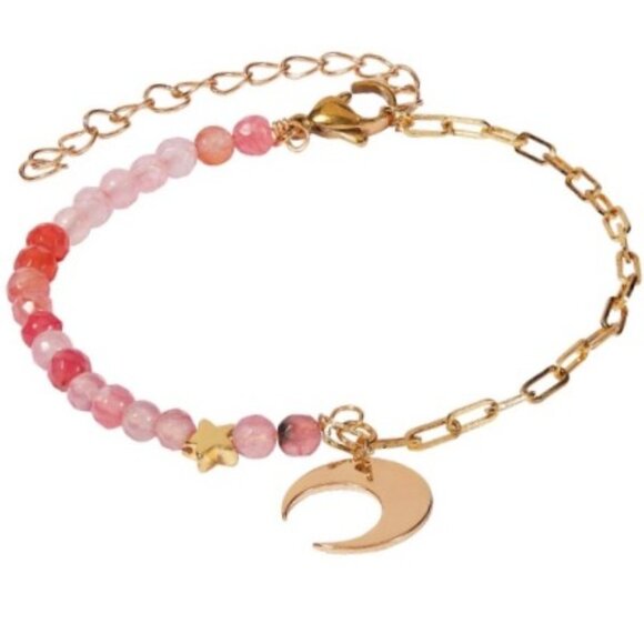 NWOT U-Choose Natural Agate beads W paperclip chain Star & Moon Bracelet   2/$10 - Picture 7 of 10